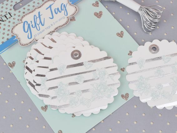 Картонні тегі зі срібним тисненням "Ніжність", 10 шт., колір білий Santi 742287