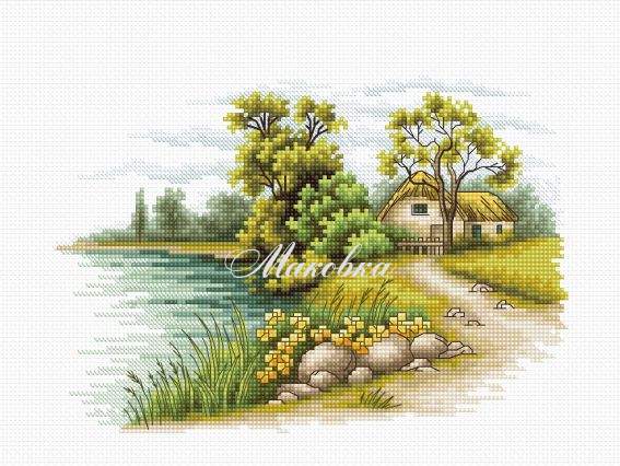 B2283 Краєвид з озером, Luca-S набір для вишивання нитками B2283 Краєвид з озером, Luca-S набір для вишивання нитками