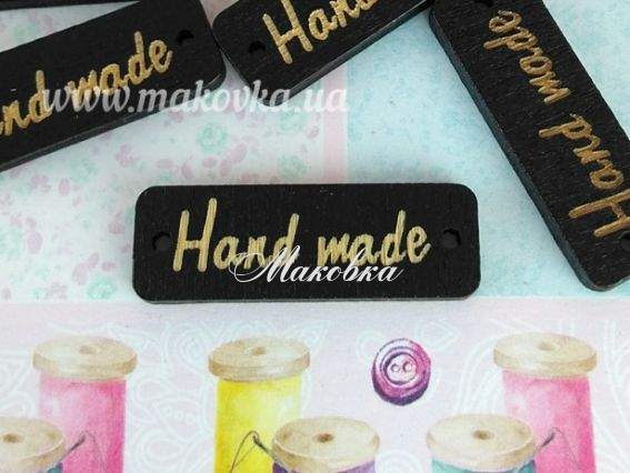 Табличка Hand Made прямоугольная 30х10 мм, ЧЕРНАЯ, 1 шт Табличка Hand Made прямоугольная 30х10 мм, ЧЕРНАЯ, 1 шт