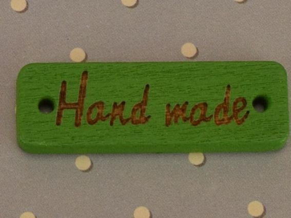 Табличка Hand Made прямокутна 30х10мм, дерево, 1 шт колір на вибір Зеленая