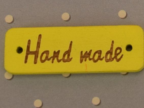 Табличка Hand Made прямокутна 30х10мм, дерево, 1 шт колір на вибір Желтая