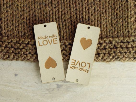 Нашивка шкіряна Made with LOVE Серце, колір білий, 1 шт Нашивка шкіряна Made with LOVE Серце, колір білий, 1 шт