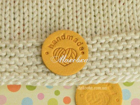 Нашивка замшева кругла Handmade серце, світло руда, 1 шт Нашивка замшева кругла Handmade серце, світло руда, 1 шт