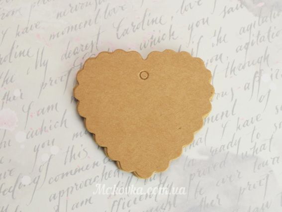 Бірки з крафт-картону Серце 65*65мм Крафт , 10 штук, 