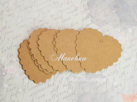 Бірки картонні Серце 65*65мм Крафт , 10 штук, 