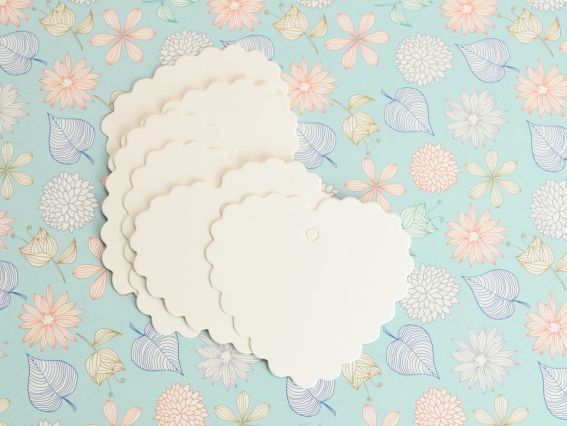 Бірки картонні Серце 65*65мм Білі, 10 штук, 