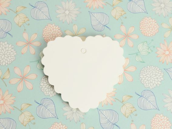 Бирки из крафт-картона Сердце 65*65мм Белое, 10 штук, 