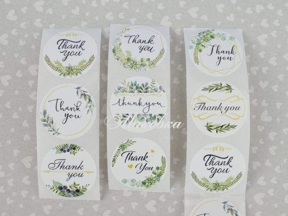 Наліпки Thank you Мікс Трави на білому тлі, d=25мм, 10 шт Наліпки Thank you Мікс Трави на білому тлі, d=25мм, 10 шт