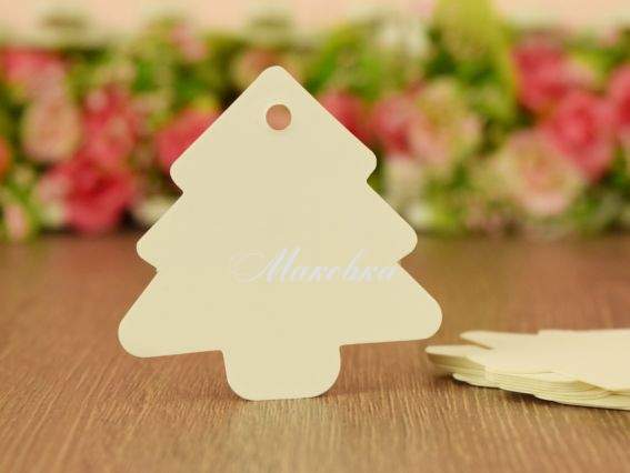 Бирки картонные Ёлочка 54*55мм Белые, 10 штук  Бирки картонные Ёлочка 54*55мм Белые, 10 штук 