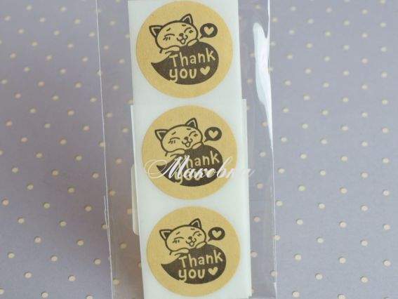 Наліпки Крафтові Киця Thank you, d=25мм, 10 шт Наліпки Крафтові Киця Thank you, d=25мм, 10 шт