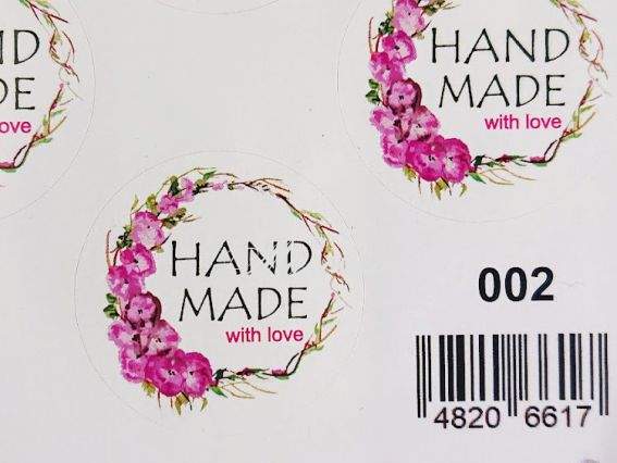 Наліпки Hand Made 002 рожеві троянди, д=3,5см А5  Наліпки Hand Made 002 рожеві троянди, д=3,5см А5 