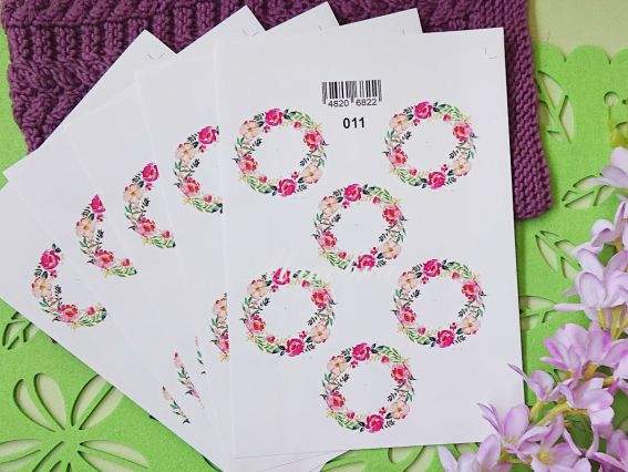 Наліпки Hand Made 011 квітковий вінок, д=5,5см А5 