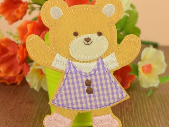 Термо-аппликация Мишка в платьице, 10х8см, 1 шт, цвет на выбор 2, Сиреневый