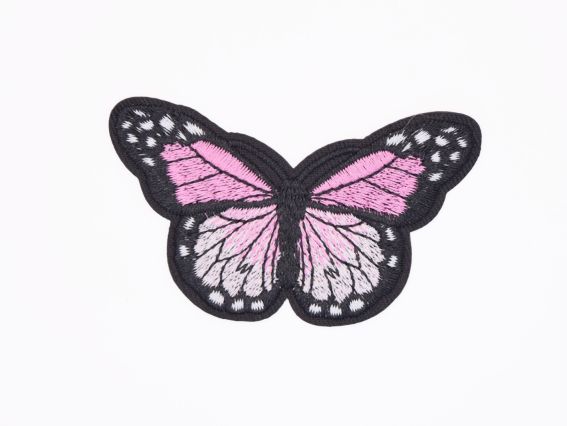 Термо-аппликация Бабочка №6, черная со светло-розовым