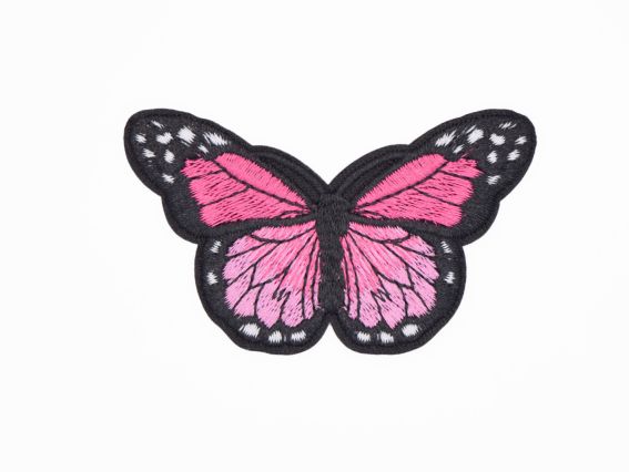 Термо-аплікація Метелик №6, чорний з рожевим Термо-аплікація Метелик №6, чорний з рожевим