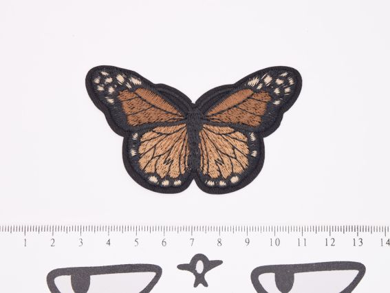 Термо-аплікація нашивка для одягу Метелик №6 чорний з коричневим, вишивка
