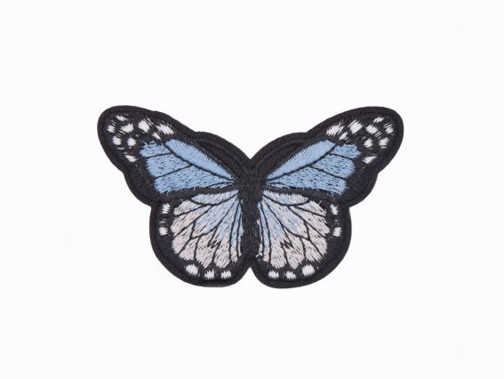 Термо-аппликация Бабочка №6, черная с голубым