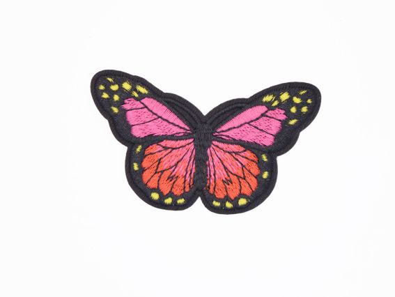 Термо-аппликация Бабочка №6, черная с розово-красным