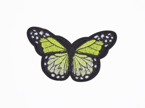Термо-аппликация Бабочка №6, черная с салатовым
