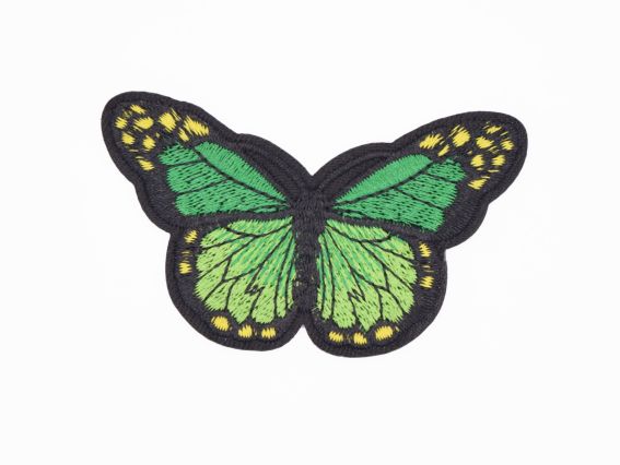 Термо-аппликация Бабочка №6, черная с зеленым