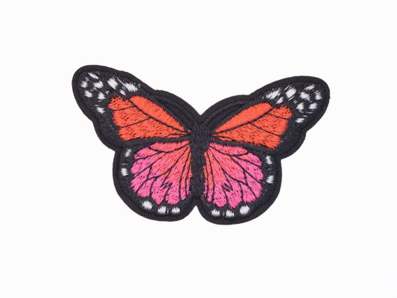 Термо-аппликация Бабочка №6, черная с красно-розовым
