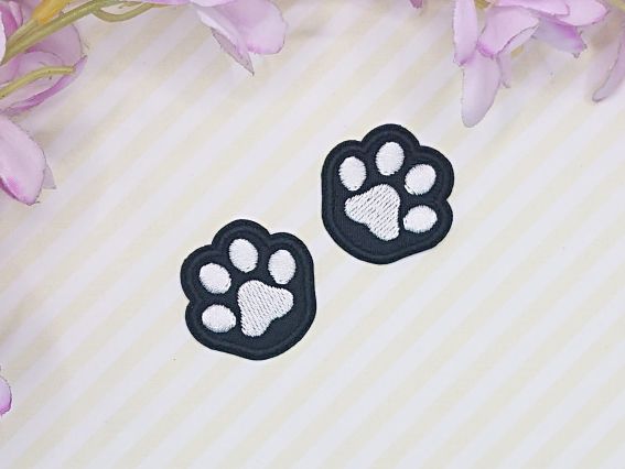 Термо-аплікація Лапа кота Чорна 3см, 2шт