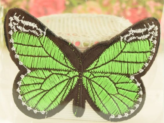 Термо-аппликация Бабочка №5,с цветными крыльями, 1 шт салатовая