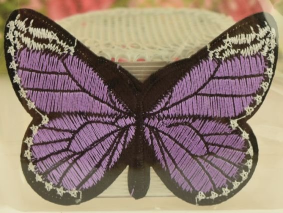 Термо-аппликация Бабочка №5,с цветными крыльями, 1 шт сиреневая