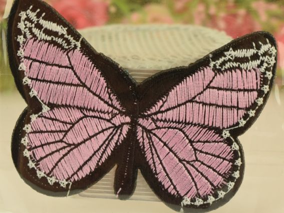 Термо-аппликация Бабочка №5,с цветными крыльями, 1 шт св.розовая