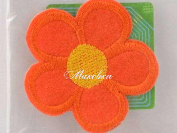 Термо-аппликация Цветок 5 лепестков , оранжевый Термо-аппликация Цветок 5 лепестков , оранжевый