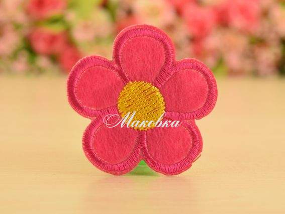 Термо-аппликация Цветок 5 лепестков , малиновый, 1 шт Термо-аппликация Цветок 5 лепестков , малиновый, 1 шт