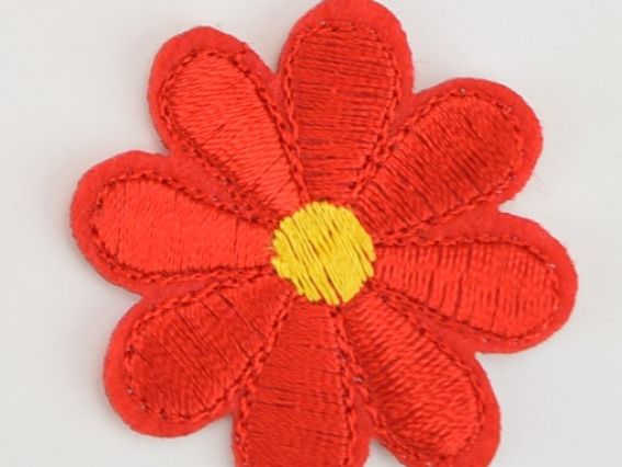 Термо-аппликация Цветок 8 лепестков , 4 см, цвет на выбор красный
