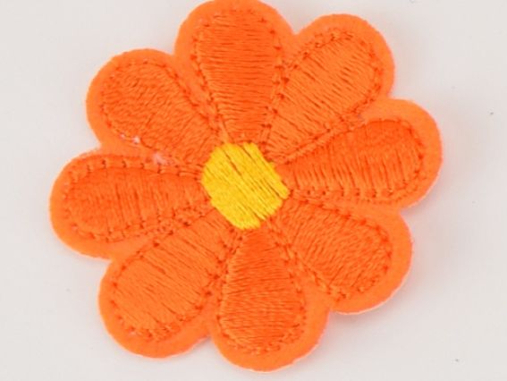 Термо-аппликация Цветок 8 лепестков , 4 см, цвет на выбор оранжевый