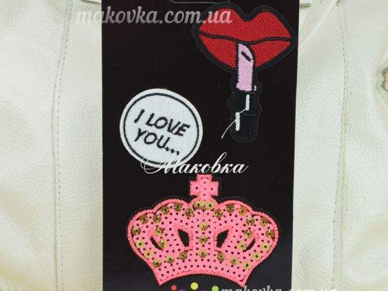 Термоаппликации для одежды KIDIS 8412, 3 шт/уп корона из пайеток, губы с помадой, надпись Термоаппликации для одежды KIDIS 8412, 3 шт/уп корона из пайеток, губы с помадой, надпись