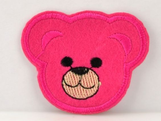 Термо-аппликация Детская Голова медведя, малиновая Термо-аппликация Детская Голова медведя, малиновая