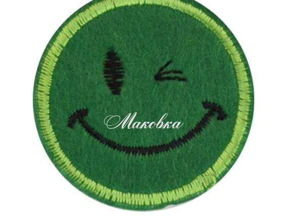 Термо-аппликация Смайлик маленький №01-10 зеленый Термо-аппликация Смайлик маленький №01-10 зеленый