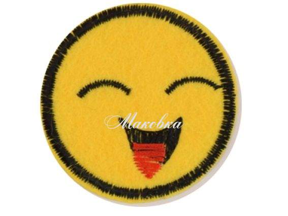 Термо-аппликация Смайлик маленький №01-2 желтый Термо-аппликация Смайлик маленький №01-2 желтый