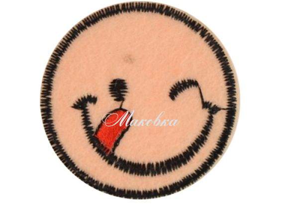 Термо-аппликация Смайлик маленький №01-3 персиковый Термо-аппликация Смайлик маленький №01-3 персиковый