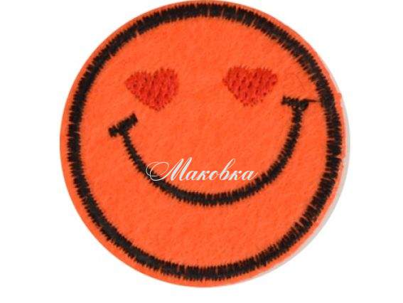Термо-аппликация Смайлик маленький №01-4 оранжевый Термо-аппликация Смайлик маленький №01-4 оранжевый