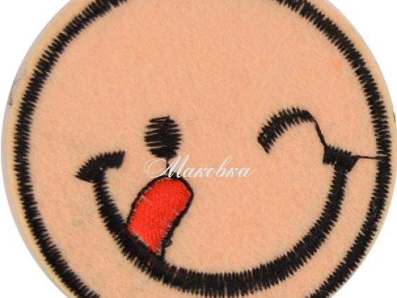 Термо-аппликация Смайлик большой №02-1 светло-персиковый Термо-аппликация Смайлик большой №02-1 светло-персиковый