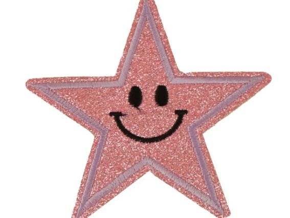 Термо-аппликация Звезда блестящая, 9 см, 1 шт №1 св.розовая