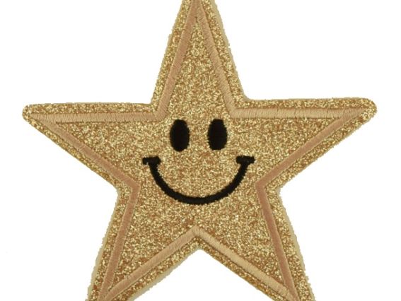 Термо-аппликация Звезда блестящая, 9 см, 1 шт №3 светлое золото