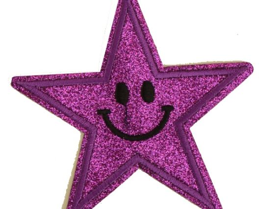 Термо-аппликация Звезда блестящая, 9 см, 1 шт №4 пурпурная