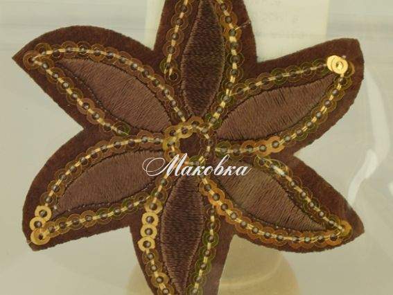 Термо-аппликация АСТРА с окаймлением пайетками, цвет на выбор, 1 шт 12. Коричневая