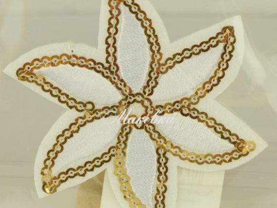 Термо-аппликация АСТРА с окаймлением пайетками, цвет на выбор, 1 шт 7. Белая