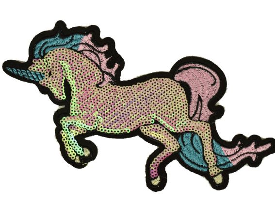 Термо-аппликация ЕДИНОРОГ с пайетками, 10х20 см, 1 шт