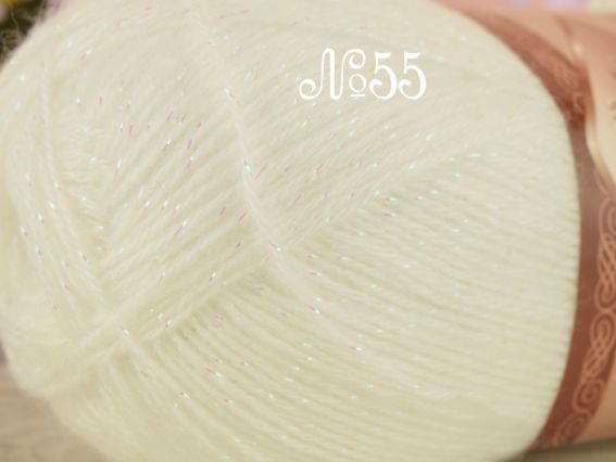 Angora Gold SIMLI Alize пряжа 55 білий + голографний люрекс
