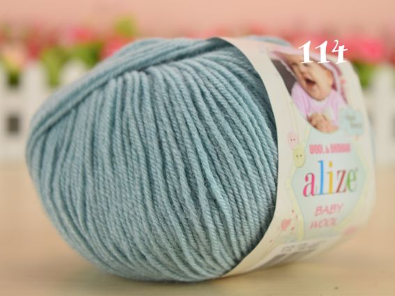 Baby Wool Alize пряжа 114 мятный голубой