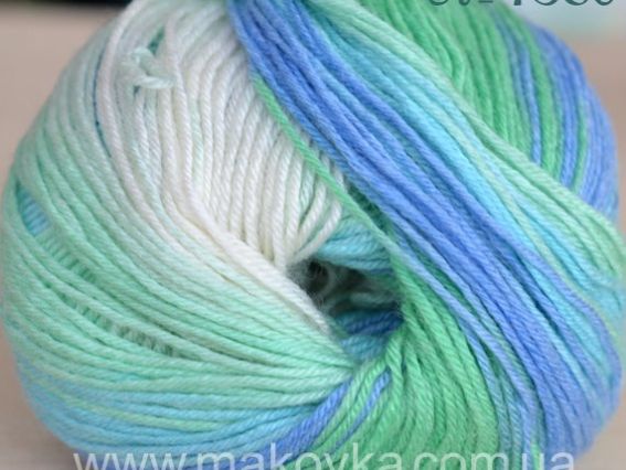 Baby Wool Batik Alize пряжа 4389 салат-блакиний-молочний