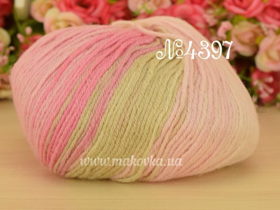 Baby Wool Batik Alize пряжа 4397 молочно-бежево-розовые
